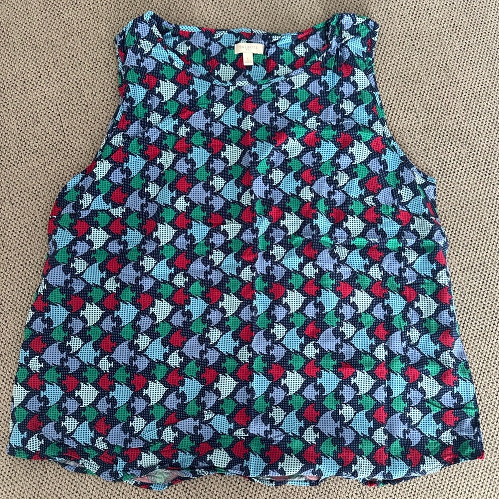 Talbots Blue and Pink Fish Sleeveless Tank Top